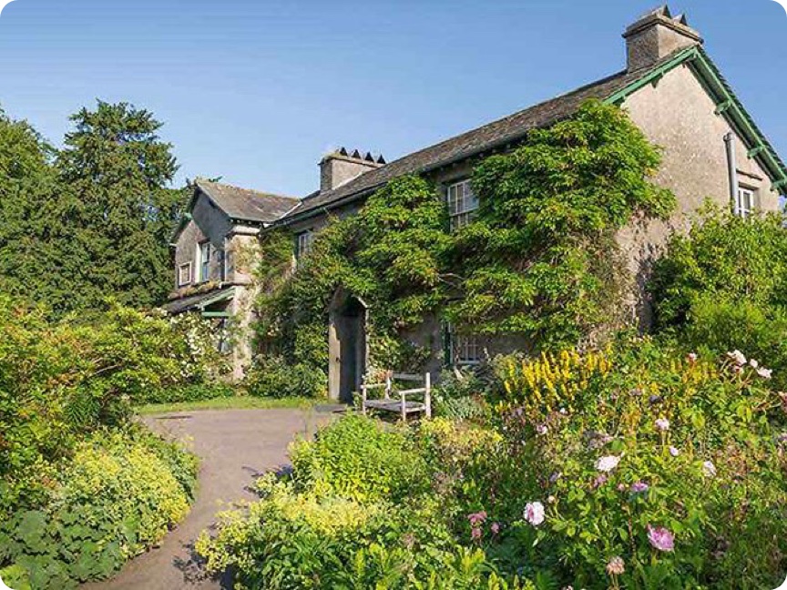 An image of Hill Top Farm, in Sawrey near Windermere, which Beatrix Potter purchased in 1905, following the sudden death of her fiancé and editor Norman Warne. She wrote many of her Tales whilst living here.