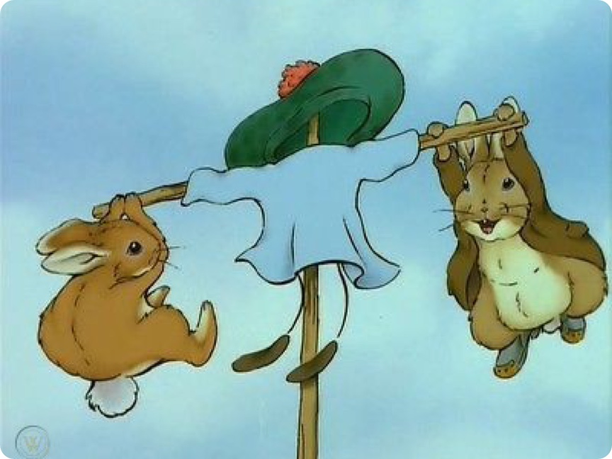 An image of the animated TV series - The World of Peter Rabbit and Friends - featuring Peter Rabbit and his friends whcih launched in 1992.