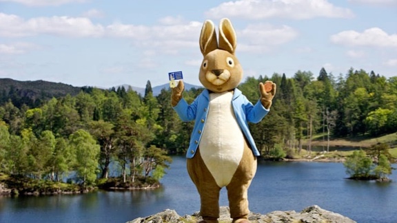 An image of a giant Peter Rabbit from Beatrix Potter World, which is set in the Lake District